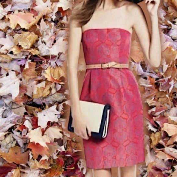 J. Crew Orange & Purple Medallion Silk Blend Strapless ‘Ella’ Dress Size 2 - Picture 4 of 16